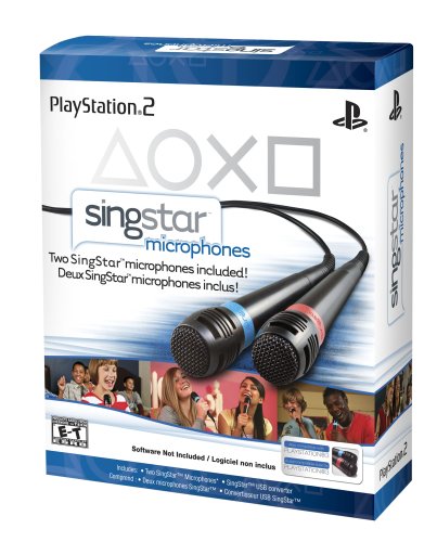 PS2/PS3: SINGSTAR MICROPHONES - INCL; SINGSTAR USB CONVERTER AND BLUE AND RED MIC (USED)